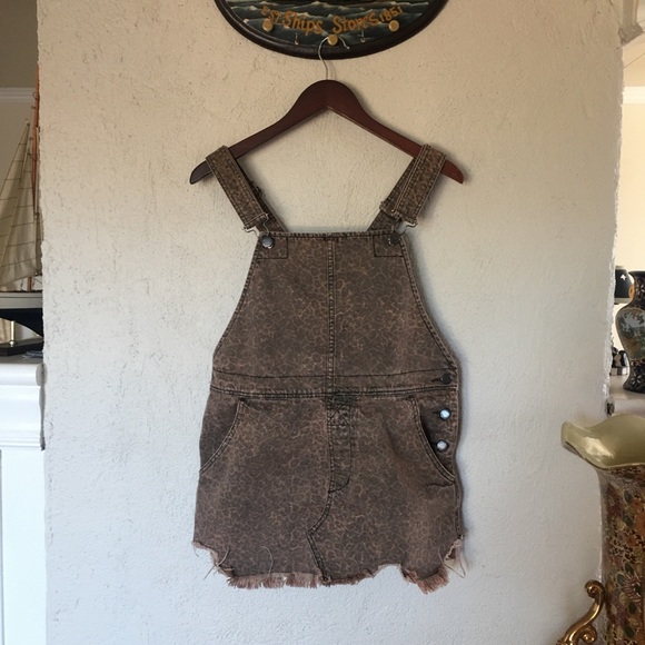 Free People Torn Up Printed Overall Leopard Jumper Size 6 - Picture 6 of 10